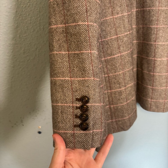 Madewell Womens Larsen Blazer in Plaid Herringbne Windw Weath Grove Brown - Picture 14 of 16